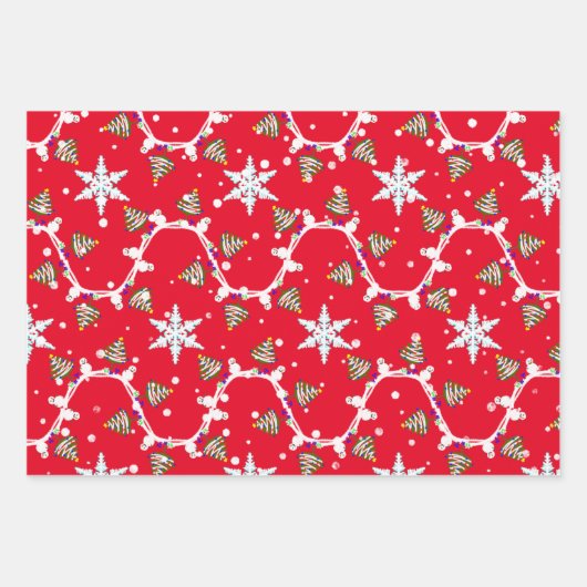 Verschiedene Weihnachtsschneemänner Geschenkpapier Set (Vorderseite)