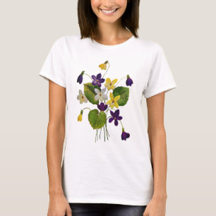 Verschiedene Wilde Veilchen in Crewel-Stickerei T-Shirt