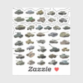 verschiedene WW2-Tanks Aufkleber (Blatt)
