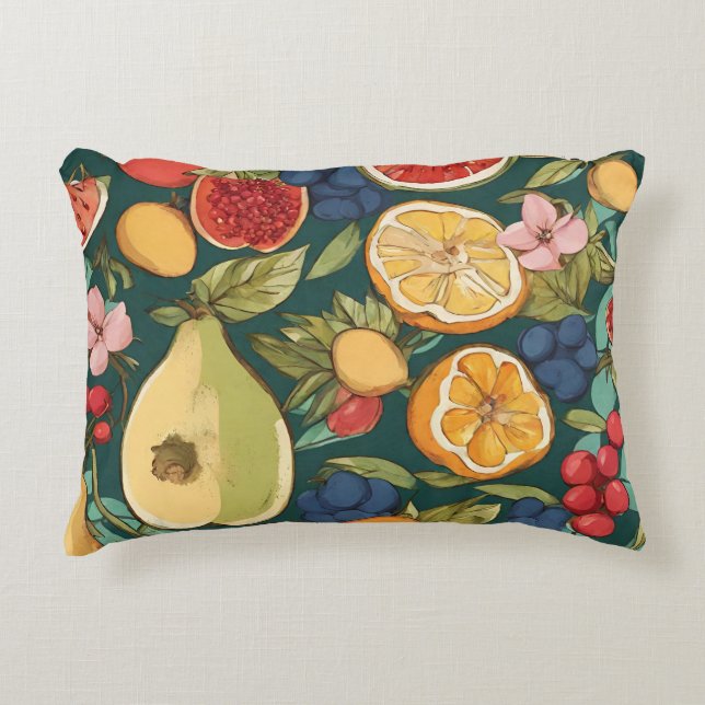 Verschiedene Zitrusfrüchte, Trauben und Blume. Pai Dekokissen (Vorderseite)