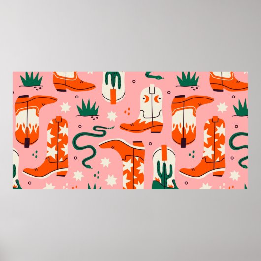 Verschiedenes Cowboystiefel-Muster Poster (Vorne)