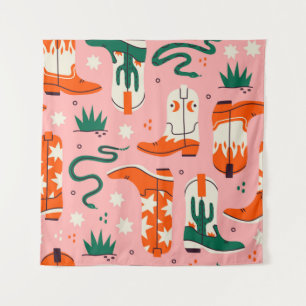 Verschiedenes Cowboystiefel-Muster Wandteppich