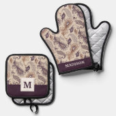 Verschiedenes Federmuster Ofenhandschuh & Topflappen-Set (Vorderseite/Rückseite)