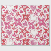 Verschiedenes Muster von Blume und Herz Geschenkpapier (Flach)