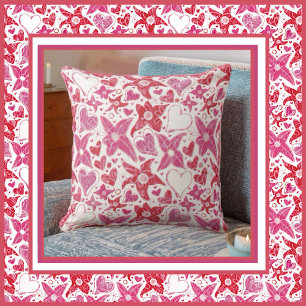 Verschiedenes Muster von Blume und Herz Kissen