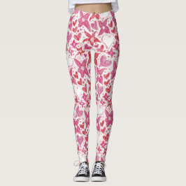 Verschiedenes Muster von Blume und Herz Leggings