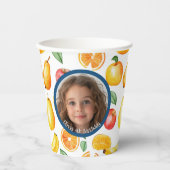 Verschiedenes Obst Foto und Namenspapier Pappbecher (Vorderseite)