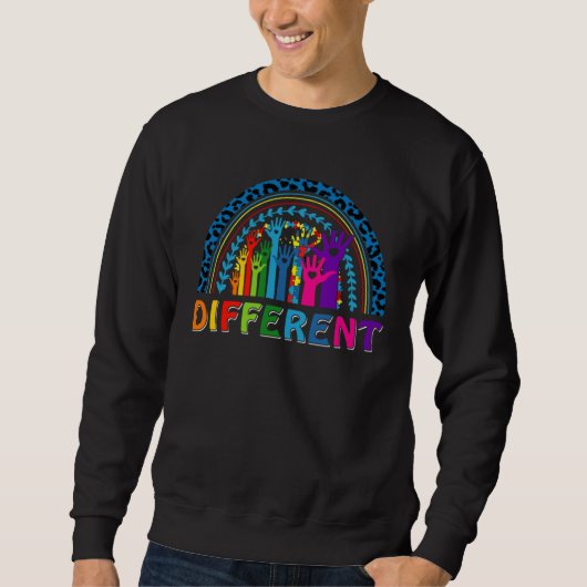 Verschiedenes Puzzle Hand heben Leopard Regenbogen Sweatshirt (Vorderseite)