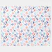 Verschiedenes rotes blaues Muschellinienmuster Fleecedecke (Vorderseite (Horizontal))