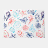 Verschiedenes rotes blaues Muschellinienmuster Fußmatte (Vorderseite)