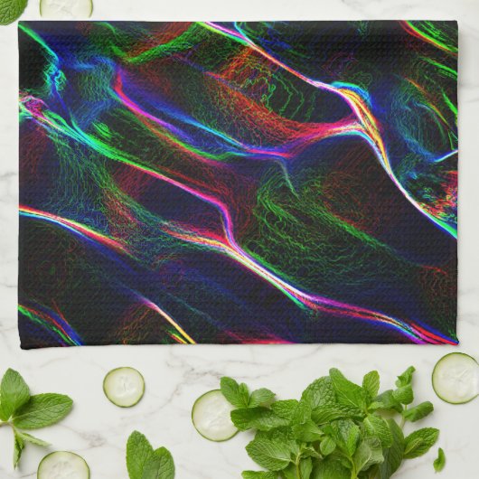 Verschiedenes und seltsames Gewirr farbiger Linien Geschirrtuch (Gefaltet)