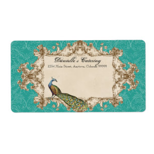 Verschiffen-Aufkleber - aquamariner Vintager Pfau