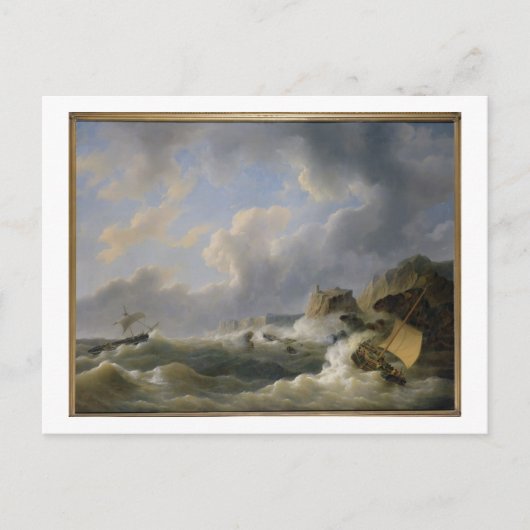 Verschiffen einer Küstenlinie in einem rauen Meer  Postkarte (Vorderseite)