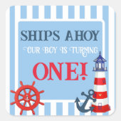 Verschifft von unserem Jungen wird eins! Erster Ge Quadratischer Aufkleber (Vorderseite)