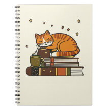 Verschlafene Katze liest Notizbuch