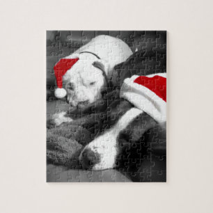 verschlafene Weihnachten Pitbull-Welpen süßer Sant Puzzle