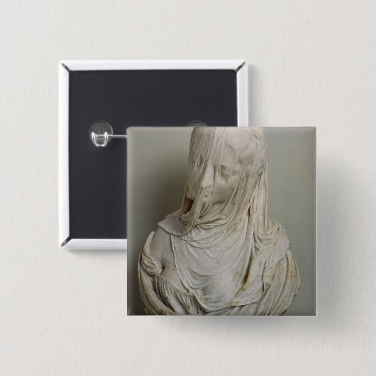 Verschleiertes Mädchen (Marmor) Button (Vorne & Hinten)