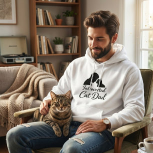 Verschlossener Katzenvater Minimalist Silhouette P Hoodie