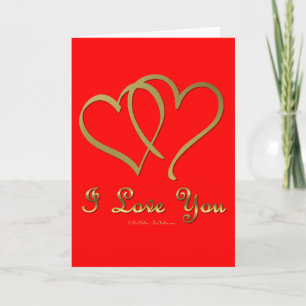Verschlungene goldene Herzen Ich liebe Dich Feiertagskarte
