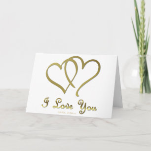 Verschlungene goldene Herzen Ich liebe Dich Feiertagskarte