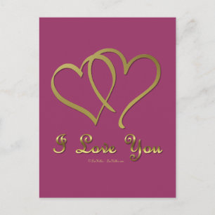 Verschlungene goldene Herzen Ich liebe Dich Postkarte