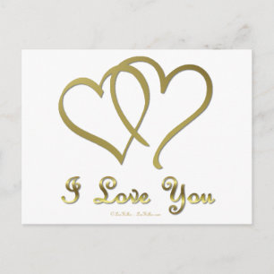 Verschlungene goldene Herzen Ich liebe Dich Postkarte