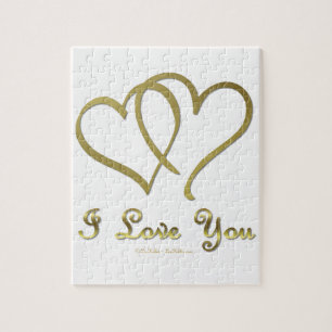 Verschlungene goldene Herzen Ich liebe Dich Puzzle