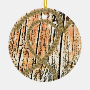 Verschlungene Herzen Liebesseil Herz Holz hölzern Keramik Ornament