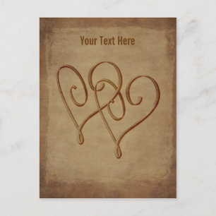 Verschlungene Herzen Vintage Personalisierbare Pos Postkarte