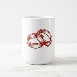 Verschlungene Hochzeitsringe Tasse - Rotes und gol