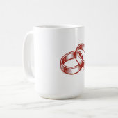 Verschlungene Hochzeitsringe Tasse - Rotes und gol (Vorderseite Links)