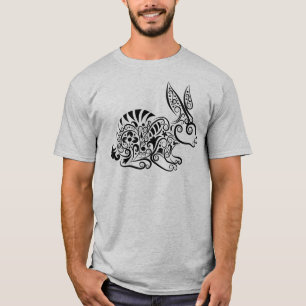 Verschlungene, ornamentale Mandala-Hasen-Design T-Shirt