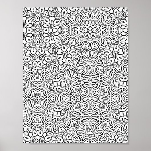 Verschlungene Rollwerk-Symmetrie-Färbeseite Kunst Poster (Vorne)