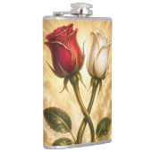 Verschlungene rote und weiße Rosen. Flachmann (Rechts)