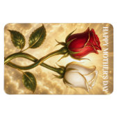 Verschlungene rote und weiße Rosen. Magnet (Horizontal)