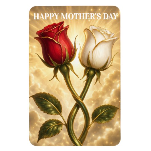 Verschlungene rote und weiße Rosen. Magnet (Vertikal)