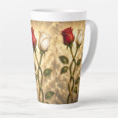 Verschlungene rote und weiße Rosen. Milchtasse (Rechte Ecke)