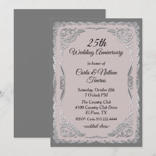 Verschlungene silberne und blaue Hochzeit-Jubiläum Einladung