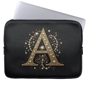 Verschlungener goldener Buchstabe A Luxus-Monogram Laptopschutzhülle