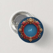 Verschlungener Goldrahmen mit Herz-Juwel Button (Vorne & Hinten)