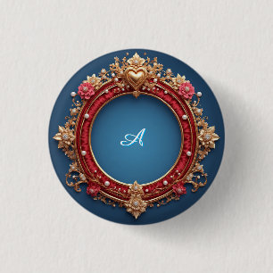 Verschlungener Goldrahmen mit Herz-Juwel Button