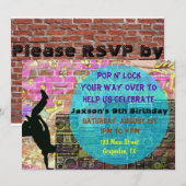 Verschluss-Bruch-Tanzachtziger jahre Einladung (Vorne/Hinten)