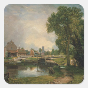 Verschluss John Constables   Dedham und Mühle, Quadratischer Aufkleber