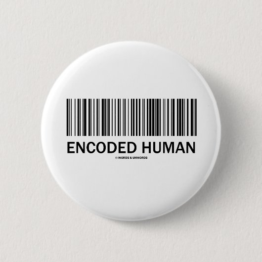 Verschlüsselter Mensch (Barcode-Haltung) Button (Vorderseite)