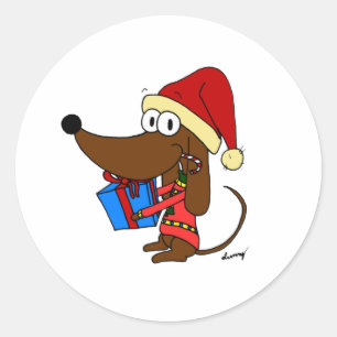 Verschmelzen von Weihnachtsmannmützen Runder Aufkleber
