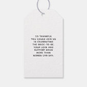 Verschmitzte schwarze Schleife handgeschriebene Ho Geschenkanhänger (Rückseite)