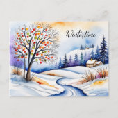 Verschneite Landschaft - Haus am Waldrand | Postkarte (Vorderseite)