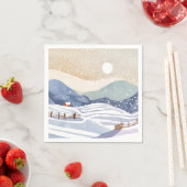 Verschneiter Hang | Wasserfarben Winter Serviette (Beispiel)