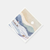 Verschneiter Hang | Wasserfarben Winter Serviette (Ecke)