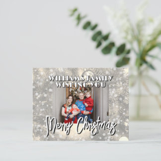 Verschneites Familienbild Weihnachten Postkarte